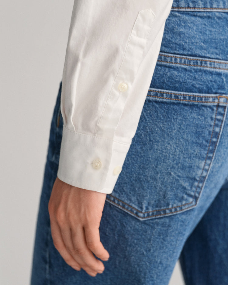 Koszula damska z długim rękawem slim fit biała