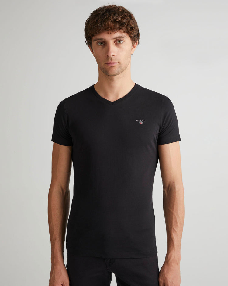 T-shirt Original z dekoltem w kształcie litery V slim fit