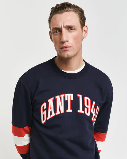 Bawełniana bluza męska okrągły kołnierzyk relaxed fit granatowa