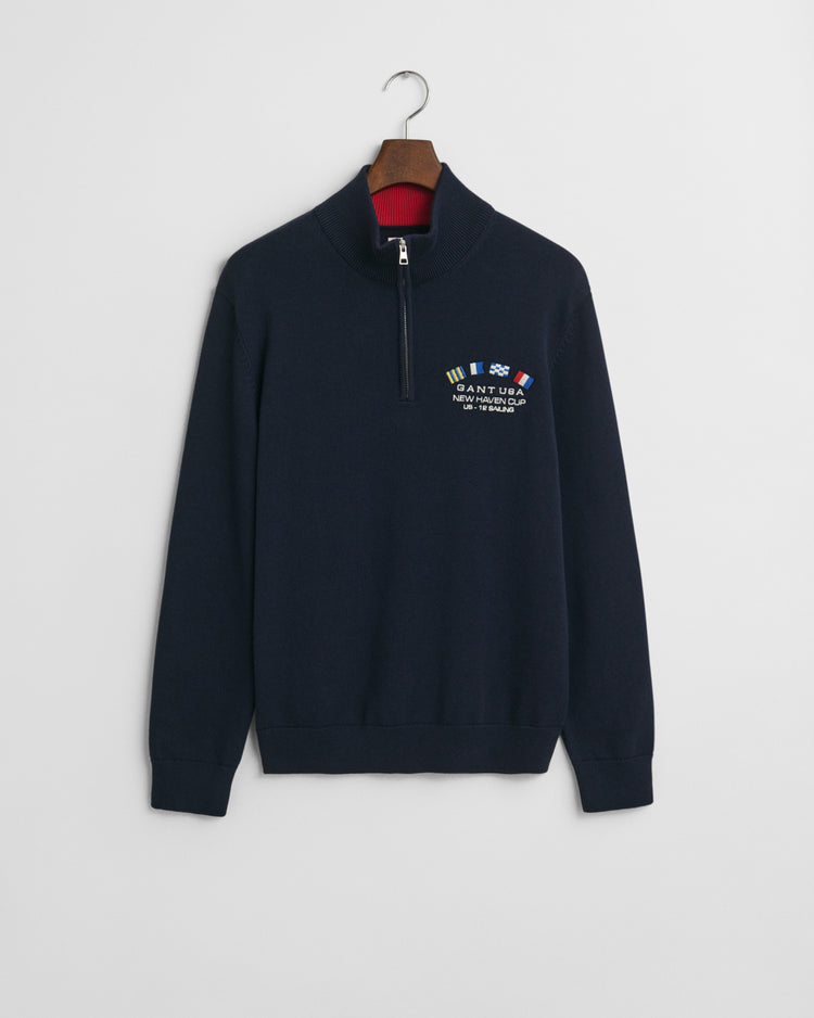 Sweter męski z długim rękawem i zamkiem do połowy regular fit