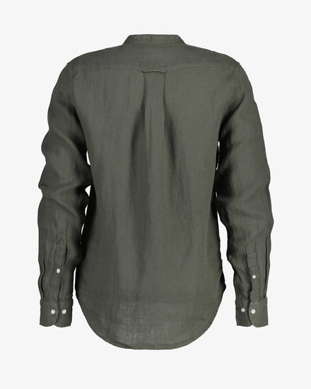 Koszula męska ze stójką z długim rękawem regular fit zielona