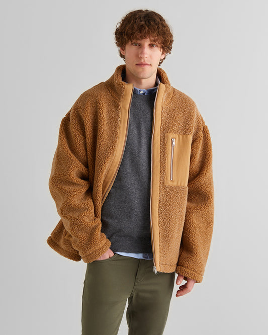 Kurtka męska z zamkiem relaxed fit brązowa