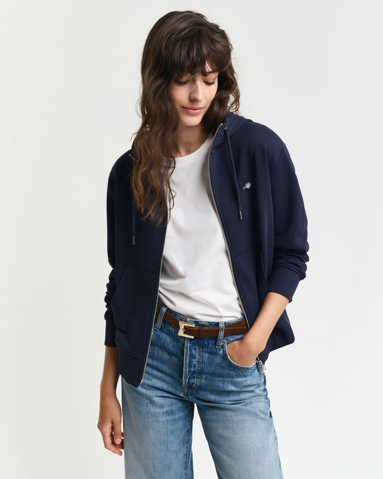 Bluza damska z kapturem relaxed fit granatowa