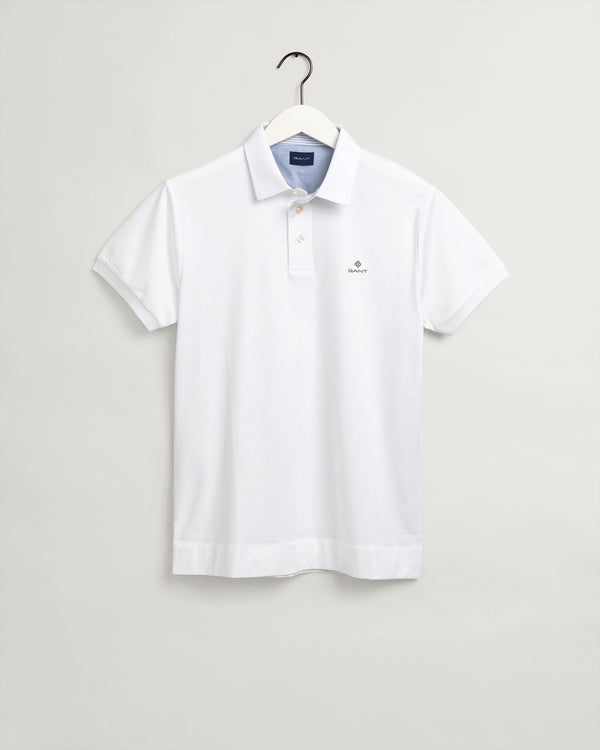 Bawełniana koszulka polo męska z krótkim rękawem slim fit biała