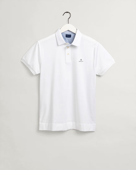 Bawełniana koszulka polo męska z krótkim rękawem slim fit biała