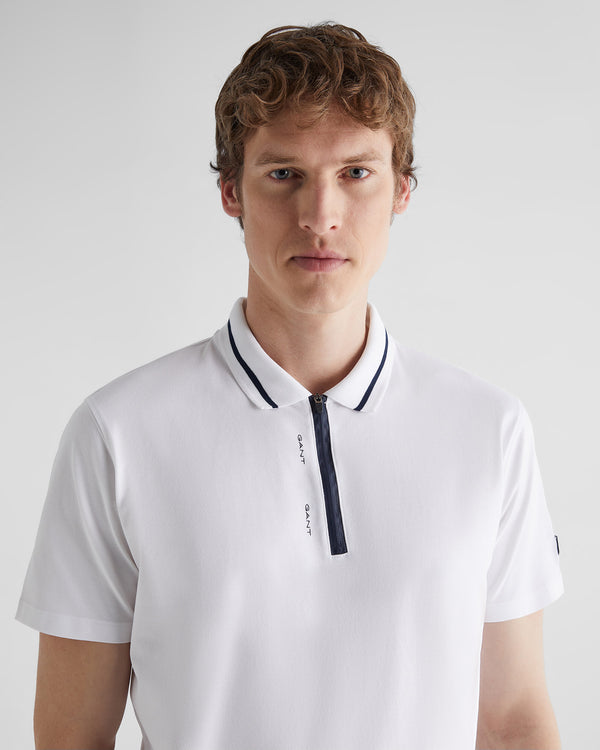 Polo męskie z krótkim rękawem z zamkiem do połowy regular fit