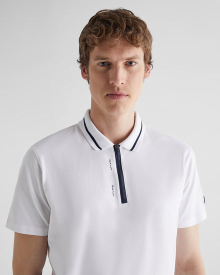 Polo męskie z krótkim rękawem z zamkiem do połowy regular fit