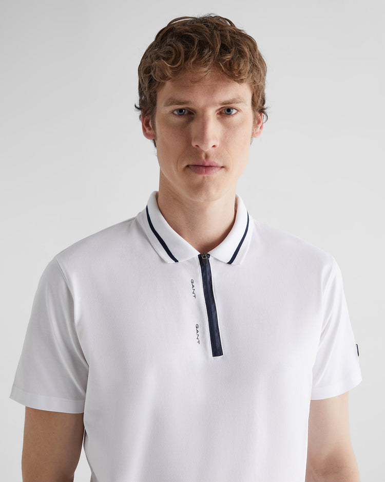 Polo męskie z krótkim rękawem z zamkiem do połowy regular fit