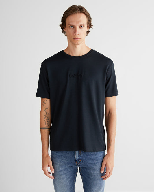 T-shirt męski z okrągłym kołnierzykiem relaxed fit czarny