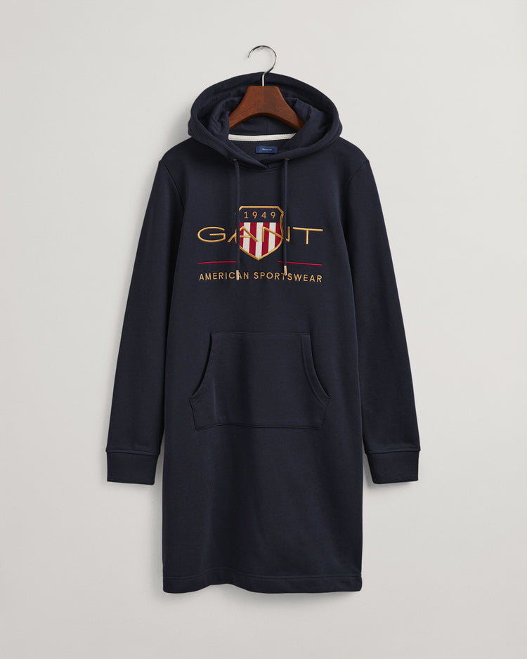 Sukienka damska z nadrukiem z kapturem z długim rękawem relaxed fit