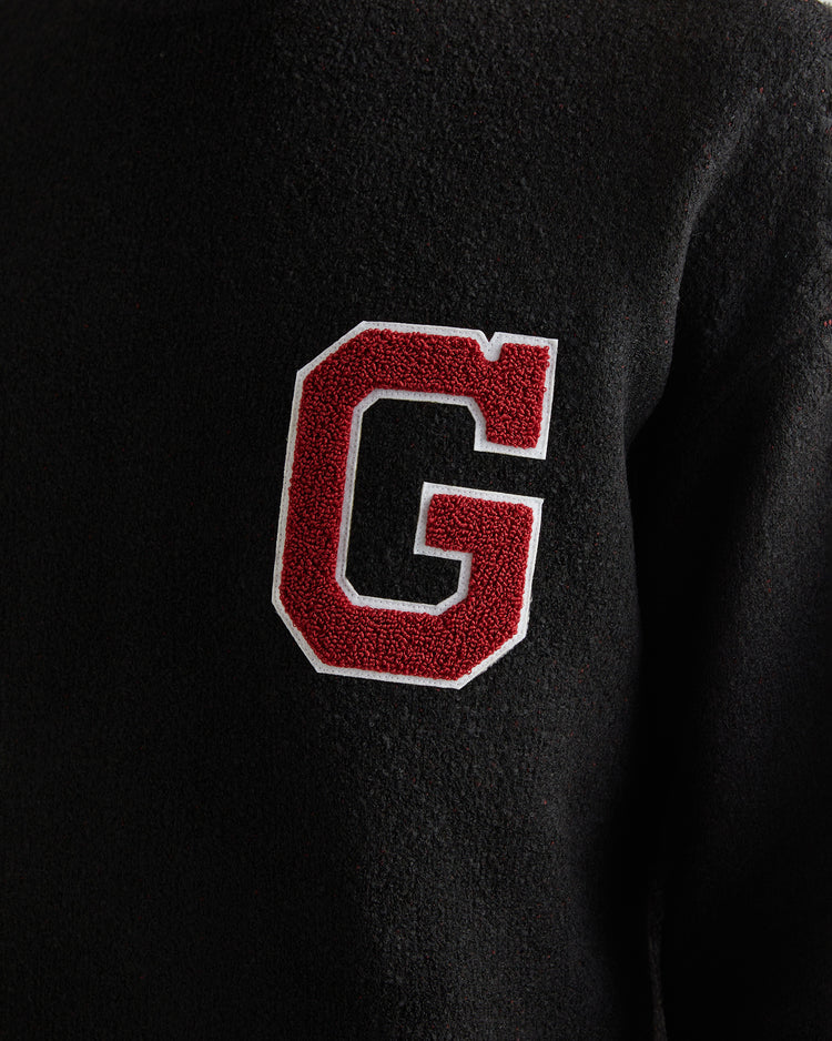 Sweter męski z nadrukiem okrągły kołnierzyk relaxed fit czarny