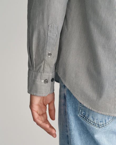 Koszula męska w paski z długim rękawem regular fit czarna