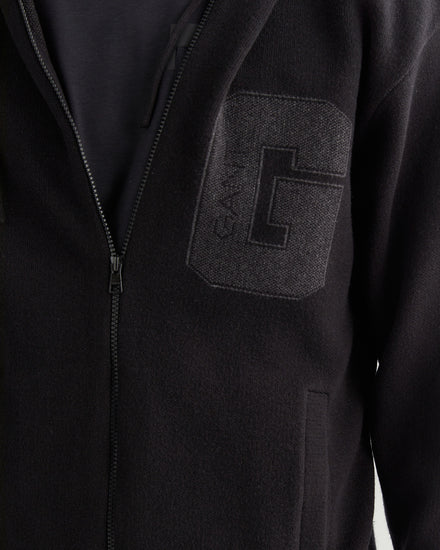 Sweter rozpinany męski z nadrukiem z kapturem regular fit czarny