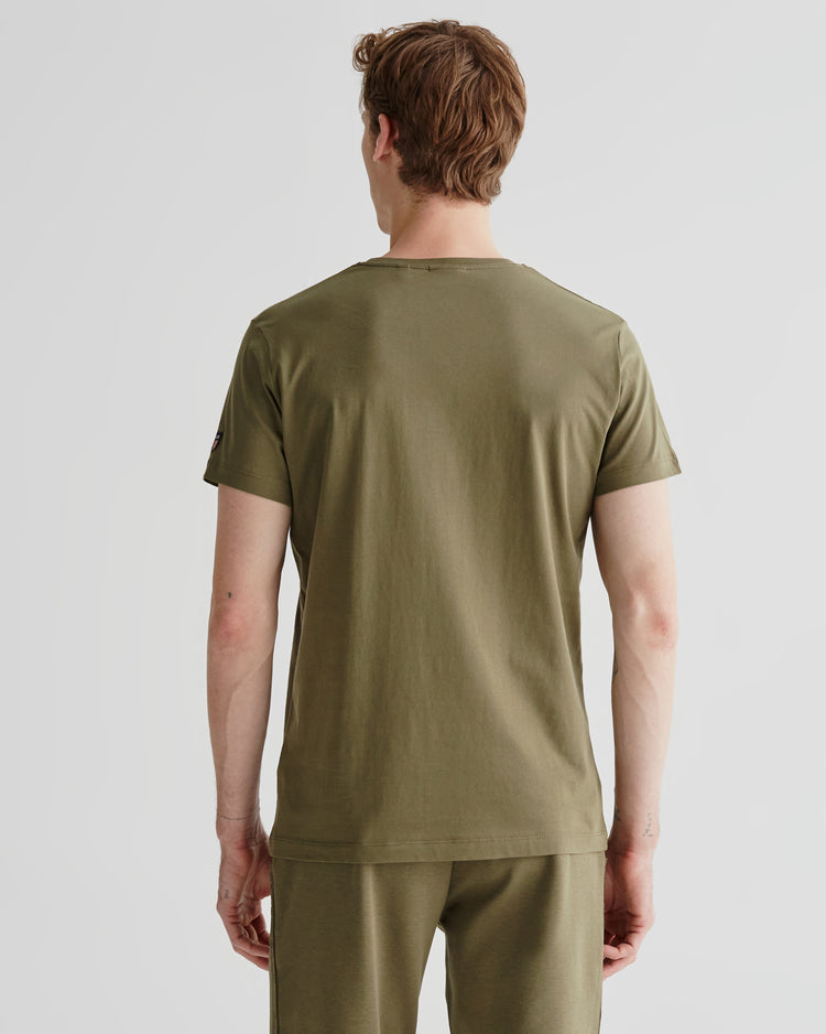 Bawełniany t-shirt męski z nadrukiem regular fit zielony