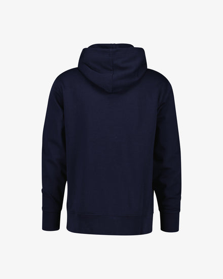 Bluza męska z nadrukiem z kapturem regular fit niebieska