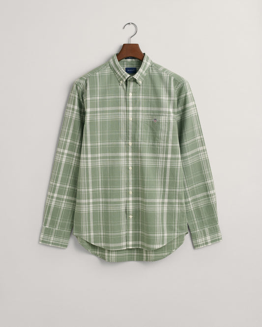 Koszula męska w kratkę z długim rękawem regular fit zielona