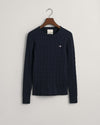 Sweter damski z okrągłym dekoltem slim fit granatowy