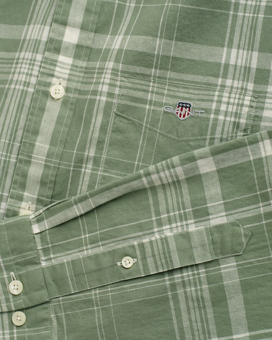 Koszula męska w kratkę z długim rękawem regular fit zielona