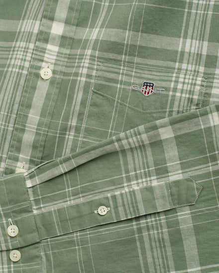 Koszula męska w kratkę z długim rękawem regular fit zielona
