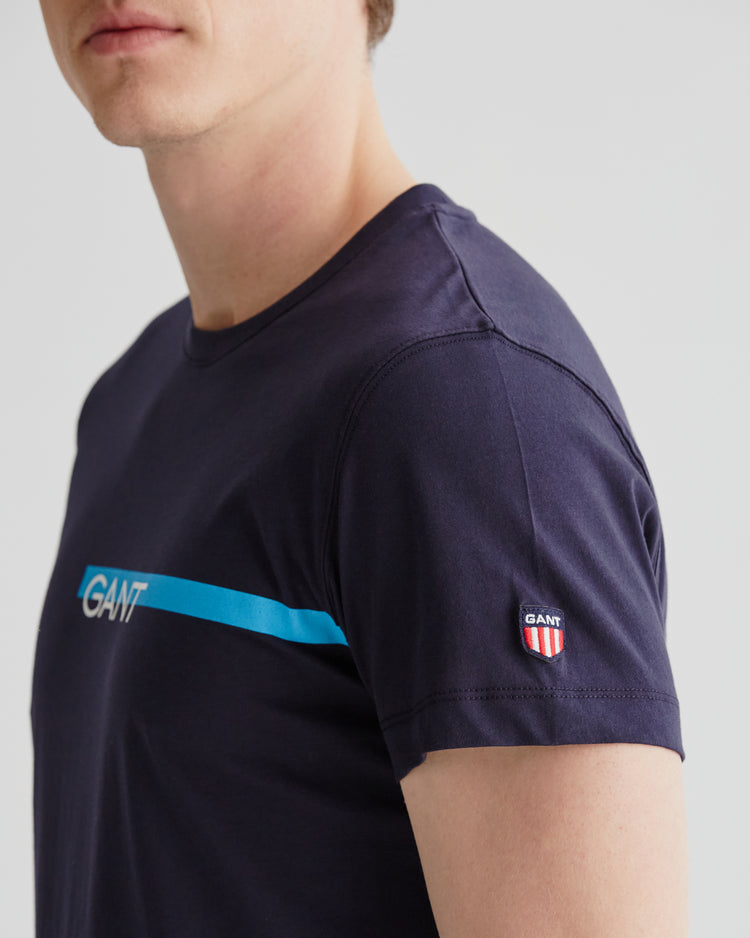 Bawełniany t-shirt męski z nadrukiem okrągły kołnierzyk regular fit