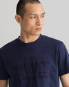 T-shirt męski z okrągłym dekoltem regular fit granatowy