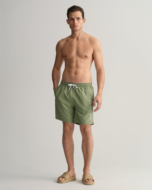 Męskie zielone szorty kąpielowe z logo