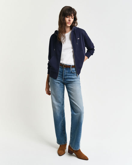 Bluza damska z kapturem relaxed fit granatowa