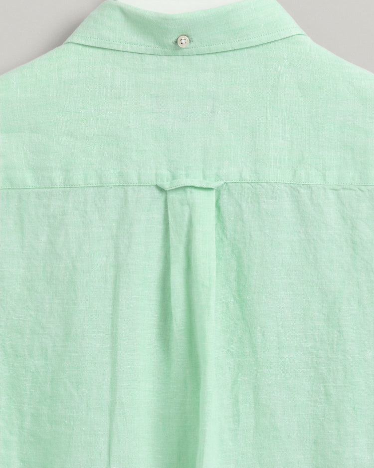 Męska zielona regular fit koszula lniana z kołnierzykiem button-down