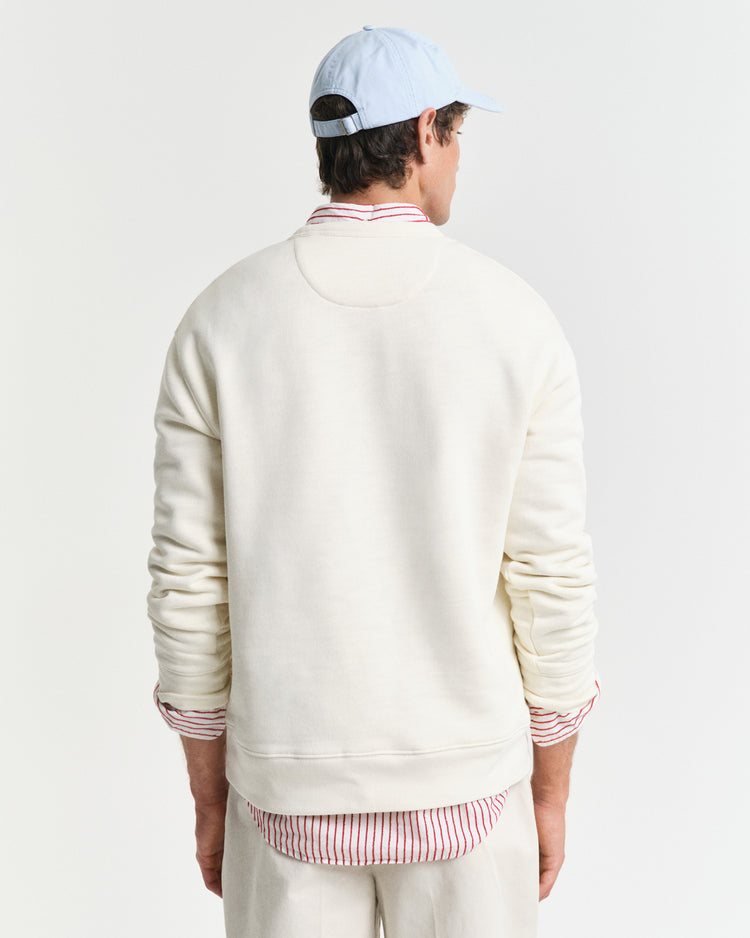 Bawełniana bluza męska z nadrukiem okrągły kołnierzyk loose fit