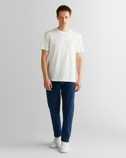 T-shirt męski z okrągłym dekoltem regular fit biały