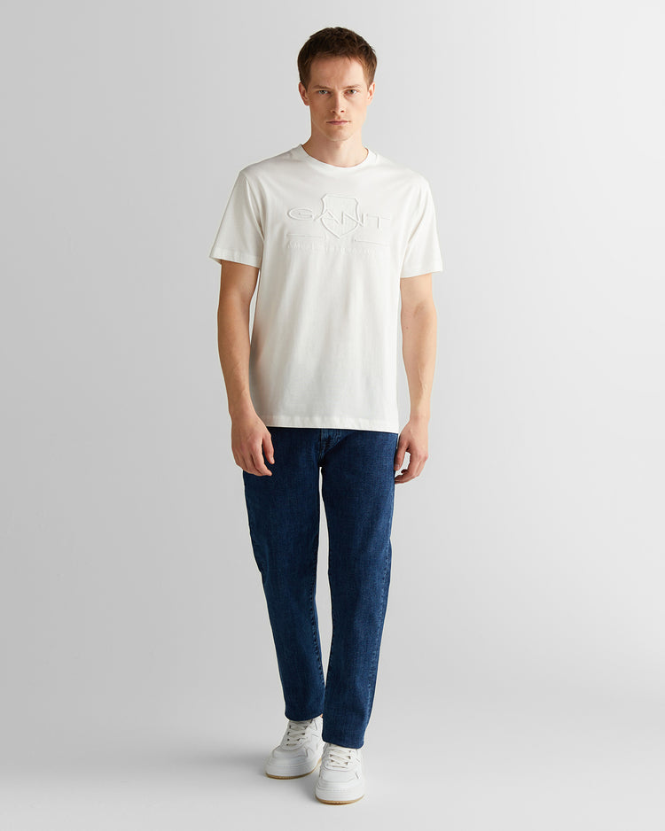 T-shirt męski z okrągłym dekoltem regular fit biały