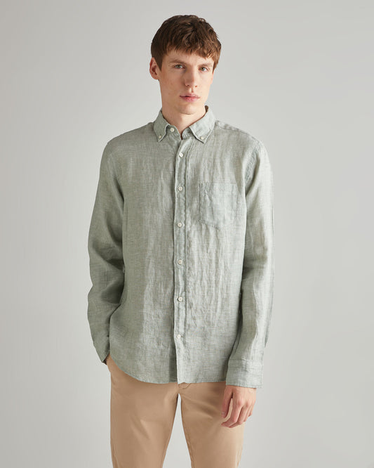 Koszula męska z długim rękawem regular fit zielona