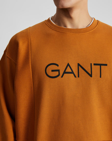 Bawełniana bluza męska z nadrukiem regular fit pomarańczowa