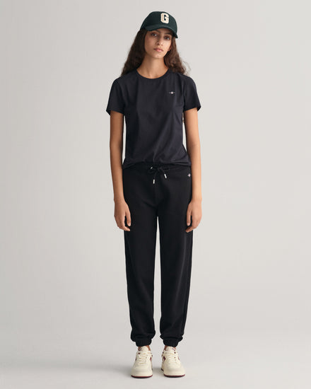 Spodnie dresowe damskie z nadrukiem relaxed fit czarne