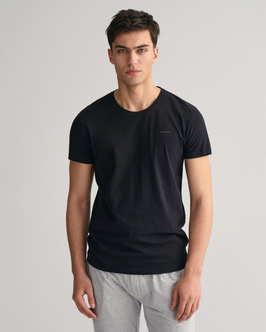 Bawełniany t-shirt męski z dekoltem V czarny 2-pak