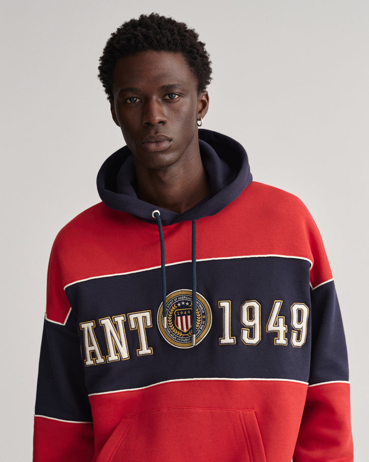 Bluza męska z kapturem z nadrukiem relaxed fit czerwona