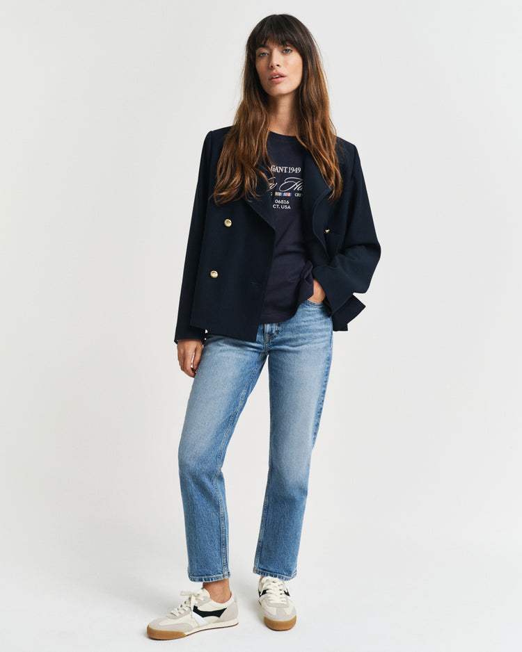 Koszulka damska z nadrukiem i okrągłym kołnierzykiem relaxed fit