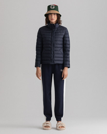 Kurtki damskie z zamkiem i długimi rękawami slim fit granatowe