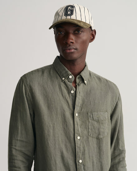 Lniana koszula regular fit khaki