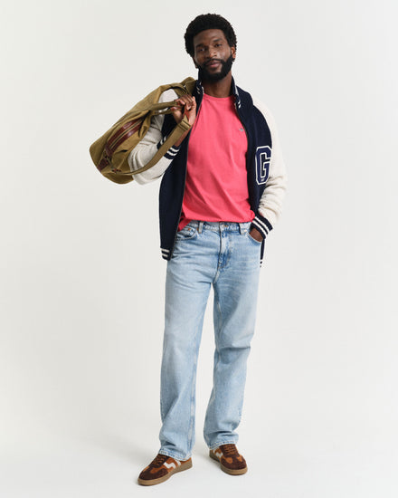 Bawełniana męska koszulka regular fit różowa