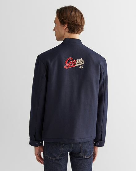 Kurtka męska z nadrukiem ze stójką z długim rękawem oversize fit