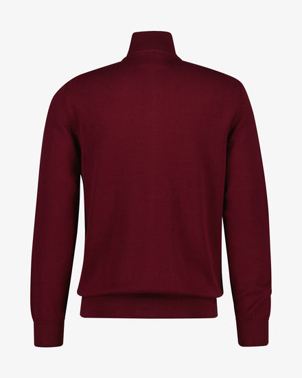 Sweter męski z zamkiem regular fit bordowy