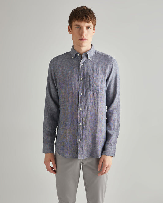 Koszula męska z długim rękawem regular fit granatowa