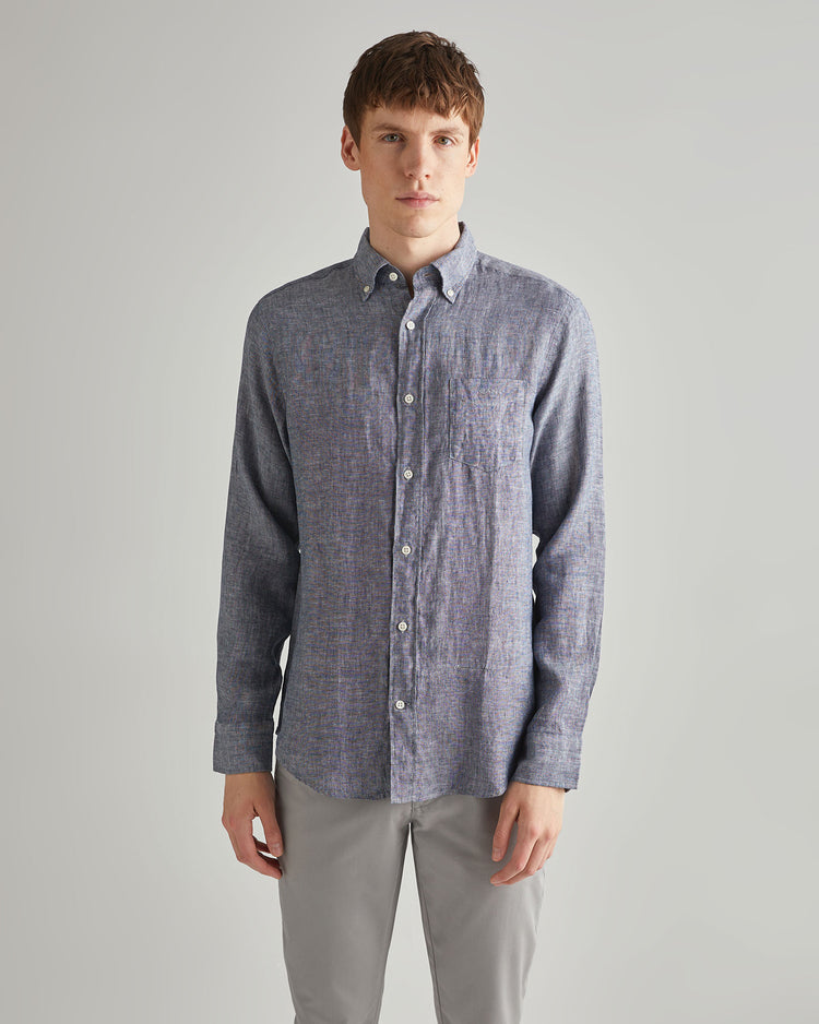 Koszula męska z długim rękawem regular fit granatowa