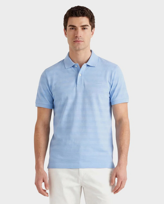 Bawełniany polo męski w paski z krótkim rękawem regular fit