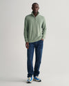 Męski zielony regular fit sweter half-zip
