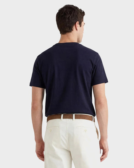 Bawełniany t-shirt męski w paski z okrągłym kołnierzykiem regular fit