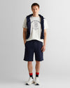 T-shirt męski z nadrukiem regular fit kremowy