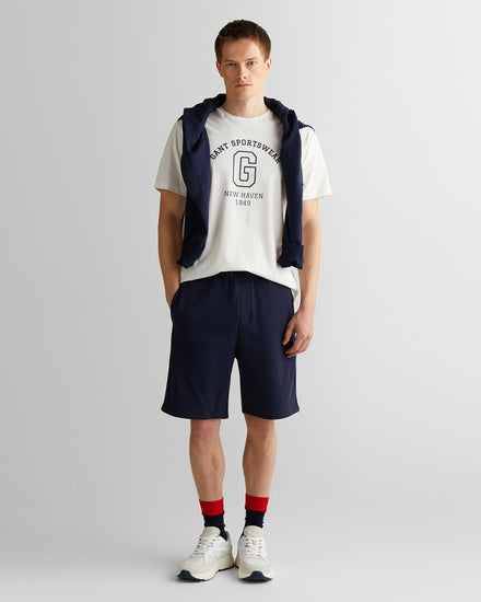 T-shirt męski z nadrukiem regular fit kremowy