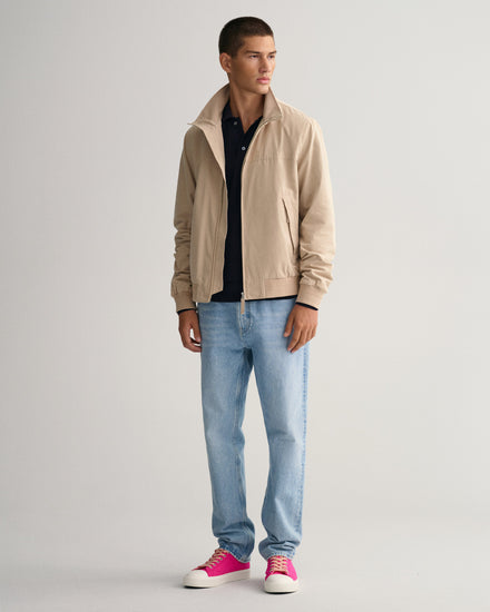 Kurtka męska z zamkiem i długim rękawem regular fit beżowa